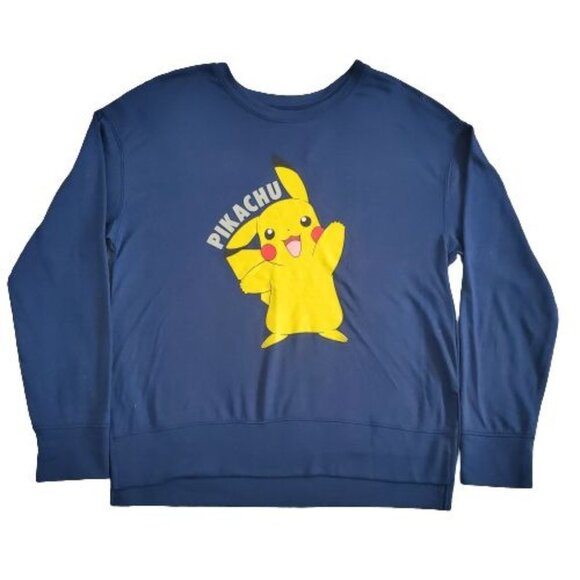 Pokemon Women's Pikachu Graphic Long Sleeve Shirt Navy Blue Size Large - Picture 4 of 11